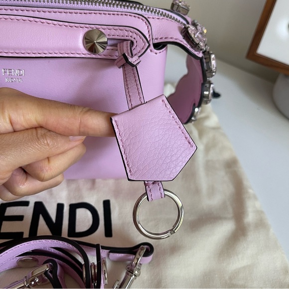 NEW Fendi Vitello Dolce Crystal Croc Tail Mini By The Way Boston Bag Pink - Picture 12 of 17
